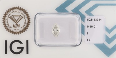 Image 26986064 - Lose Diamantnavette ca. 0.90 ct l.get.Weiß(I)/p2, ca. 9.21 x 4.95 x 3.26 mm, IGI ...