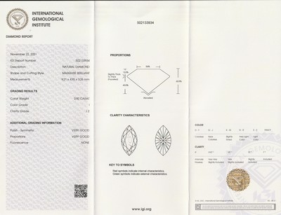 26986064b - Lose Diamantnavette ca. 0.90 ct l.get.Weiß(I)/p2, ca. 9.21 x 4.95 x 3.26 mm, IGI ...