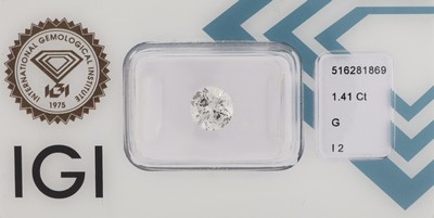 Image 26986066 - Loser Brillant ca. 1.41 ct feines Weiß(G)/p2, ca. 6.99 x 7.16 x 4.40 mm, IGI ...