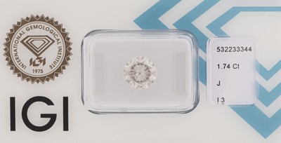 Image 26986067 - Loser Brillant ca. 1.74 ct l.get.Weiß(J)/p3, ca. 8.19 x 8.34 x 4.25 mm, IGI ...