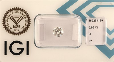 Image 26986069 - Loser Brillant ca. 0.96 ct Weiß(H)/p2, ca. 6.31 x 6.37 x 3.84 mm, IGI Expertise ...