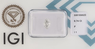 Image 26986088 - Lose Diamantnavette ca. 0.74 ct feines Weiß(F)p1, ca. 8.05 x 4.77 x 3.21 mm, IGI ...