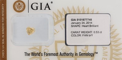 Image 26986095 - Loses Diamantherz ca. 0.53 ct natural Fancy Brownish Yellow, ca. 5.46 x 5.32 x 2.67 mm, ...