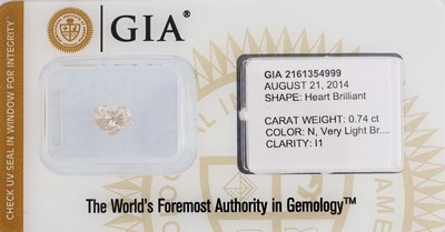 Image 26986097 - Loses Diamantherz ca. 0.74 ct natural, very light Brown/p1, ca. 5.26 x 6.60 x 3.03 mm, ...
