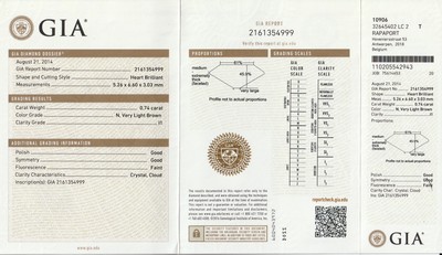 26986097b - Loses Diamantherz ca. 0.74 ct natural, very light Brown/p1, ca. 5.26 x 6.60 x 3.03 mm, ...