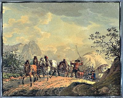 26986398a - Carl Friedrich Heinzmann, 1795-1846, zwei aquarellierte Stiche, 1x Winterlandschaft mit ...