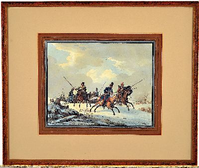 26986398k - Carl Friedrich Heinzmann, 1795-1846, zwei aquarellierte Stiche, 1x Winterlandschaft mit ...