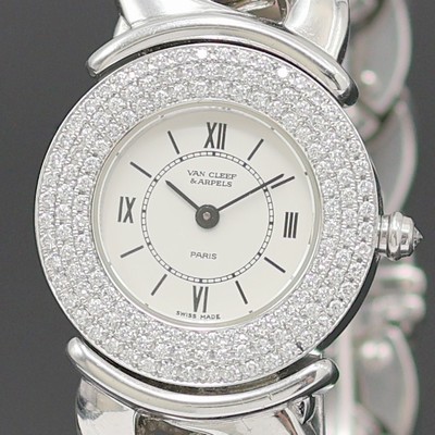 26986412a - VAN CLEEF & ARPELS diamantbesetzte Damenarmbanduhr in WG 750/000 Referenz 447.219, ...