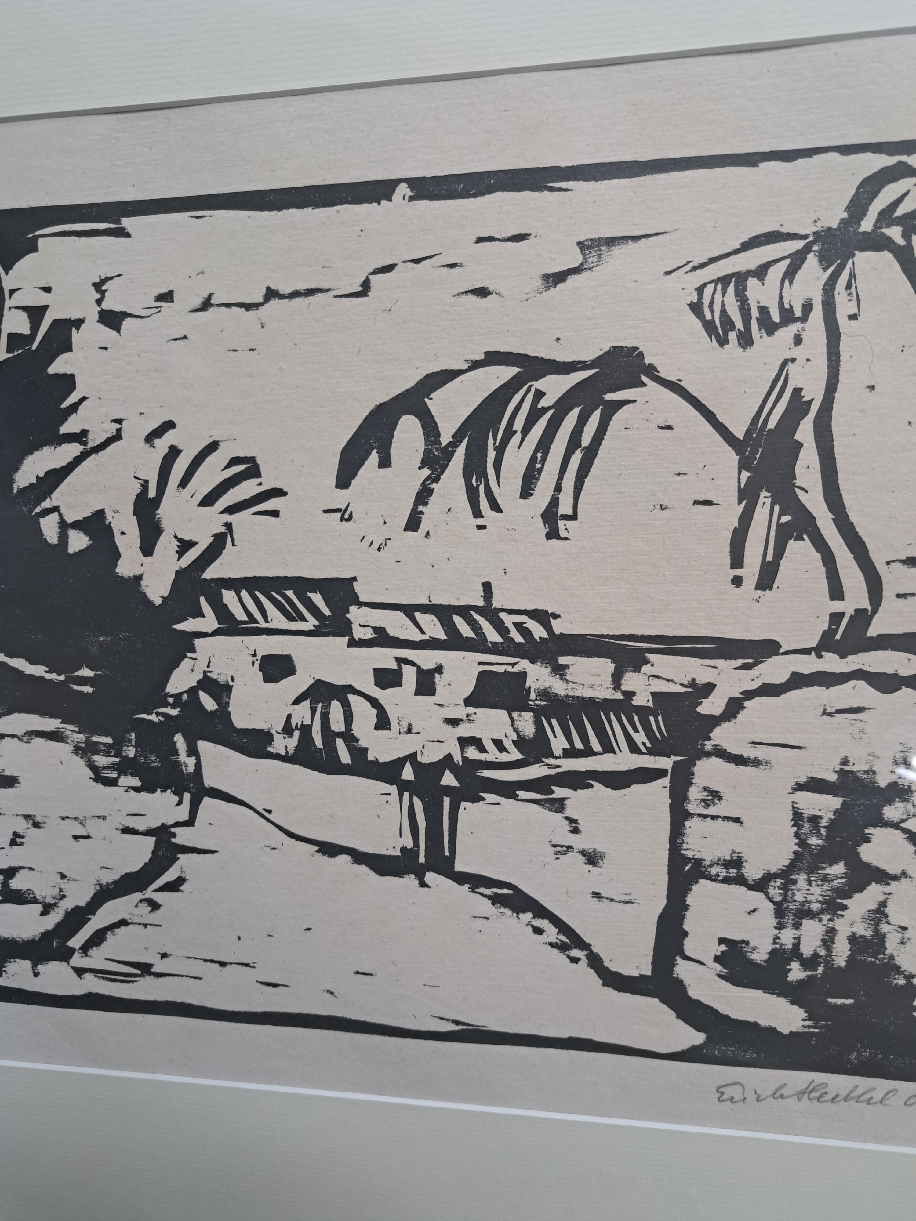 Detail b: Erich Heckel, 1883-1970, Holzschnitt, rechts unten sign. und dat. 09, ca. 29x39cm, PP, u.Gl., R. ca. 57x67cm