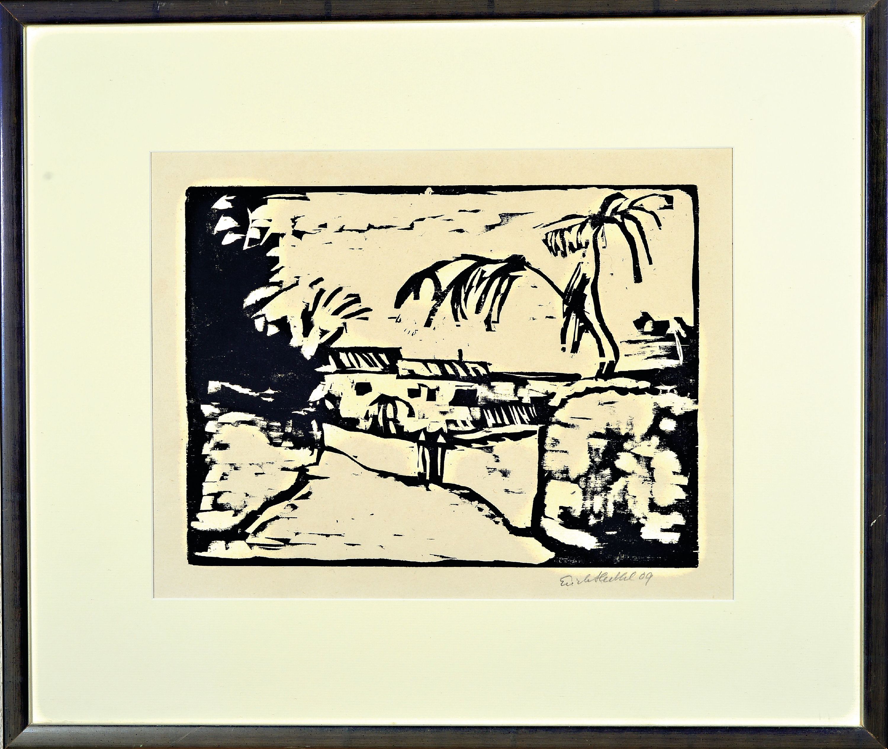 Detail k: Erich Heckel, 1883-1970, Holzschnitt, rechts unten sign. und dat. 09, ca. 29x39cm, PP, u.Gl., R. ca. 57x67cm