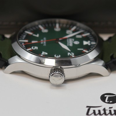 26986730c - TUTIMA Grand Flieger Herrenarmbanduhr in Stahl Referenz 6105-29, Automatik, beids. ...