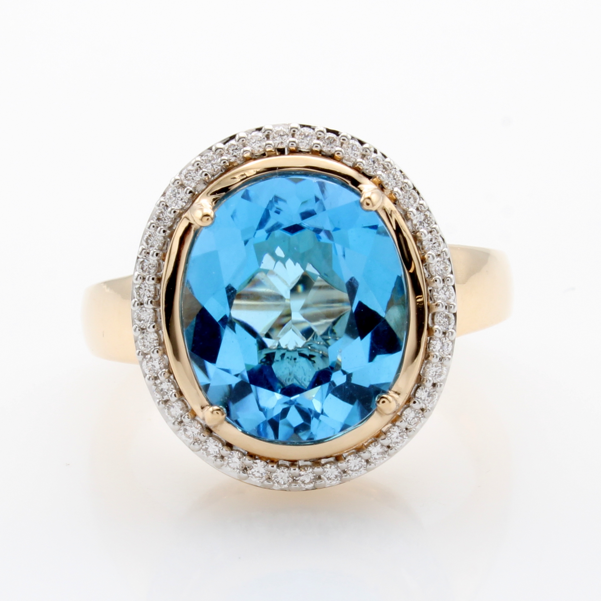 Image 26986849 - Ring mit Blautopas und Brillanten, RoséG 585/000, ovaler Blautopas v. intensiver Farbe ...