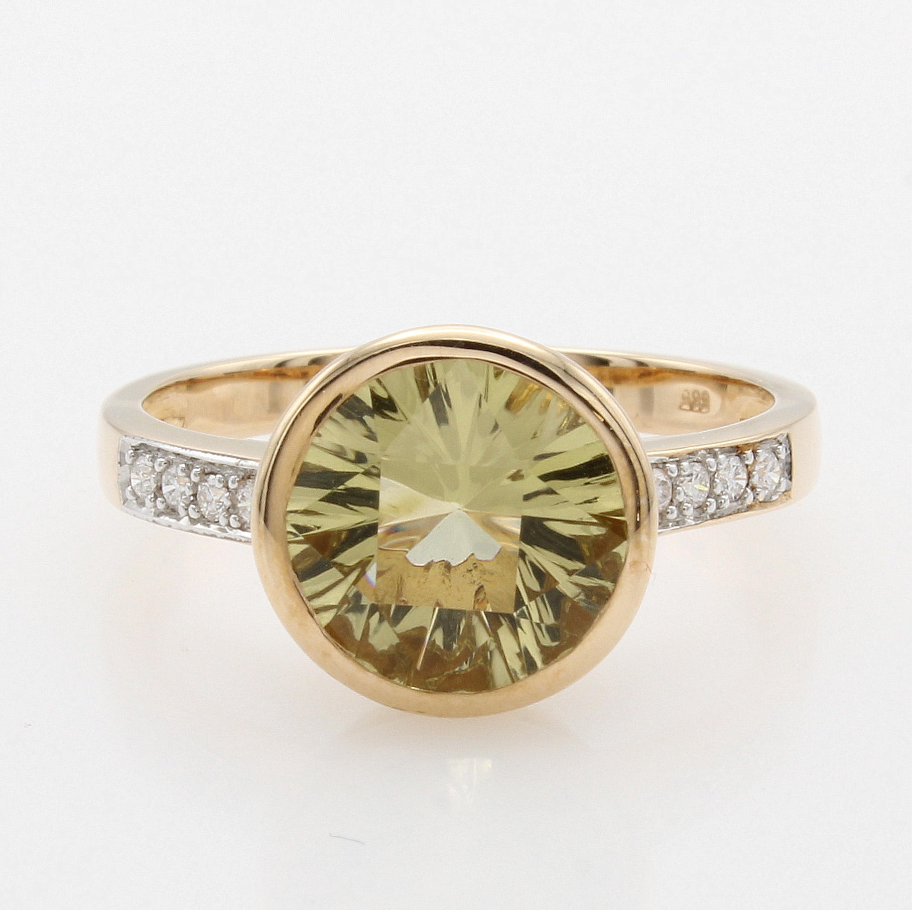 Image 26986851 - Ring mit Lemoncitrin und Brillanten, RoséG 585/000, Lemoncitrin (beh.) im Sunlight-Cut ...
