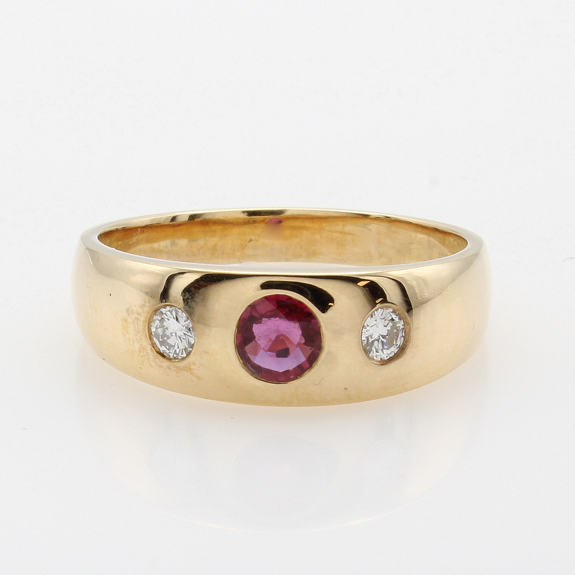 Image 26986855 - Bandring mit Rubin und Brillanten, RoséG 585/000, runder Rubin ca. 0.22 ct, 2 Brill. ...