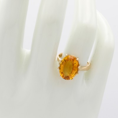 26986853b - Ring mit Citrin, RoséG 585/000, ovaler Citrin in Krappenfassung ca. 5.76 ct, RW ca. 55 ...