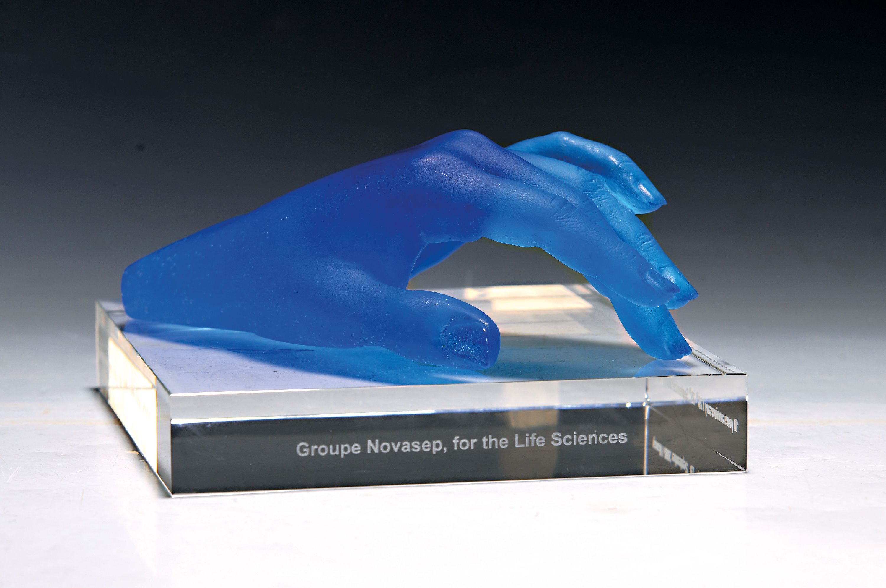 Image 26986911 - Jean-Francois Leroy für Daum, Nancy, Glasskulptur ´La Main (bleue)´, blau getöntes ...