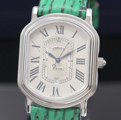 26986942a - FORGET Modell S Armbanduhr in Stahl, Automatik, aufwendiges, rechteck. u. beids. vergl. ...