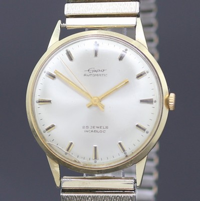 26986954a - EPPO Herrenarmbanduhr in GG 585/000, Deutschland um 1965, Automatik, 2-tlg. Geh., Boden ...