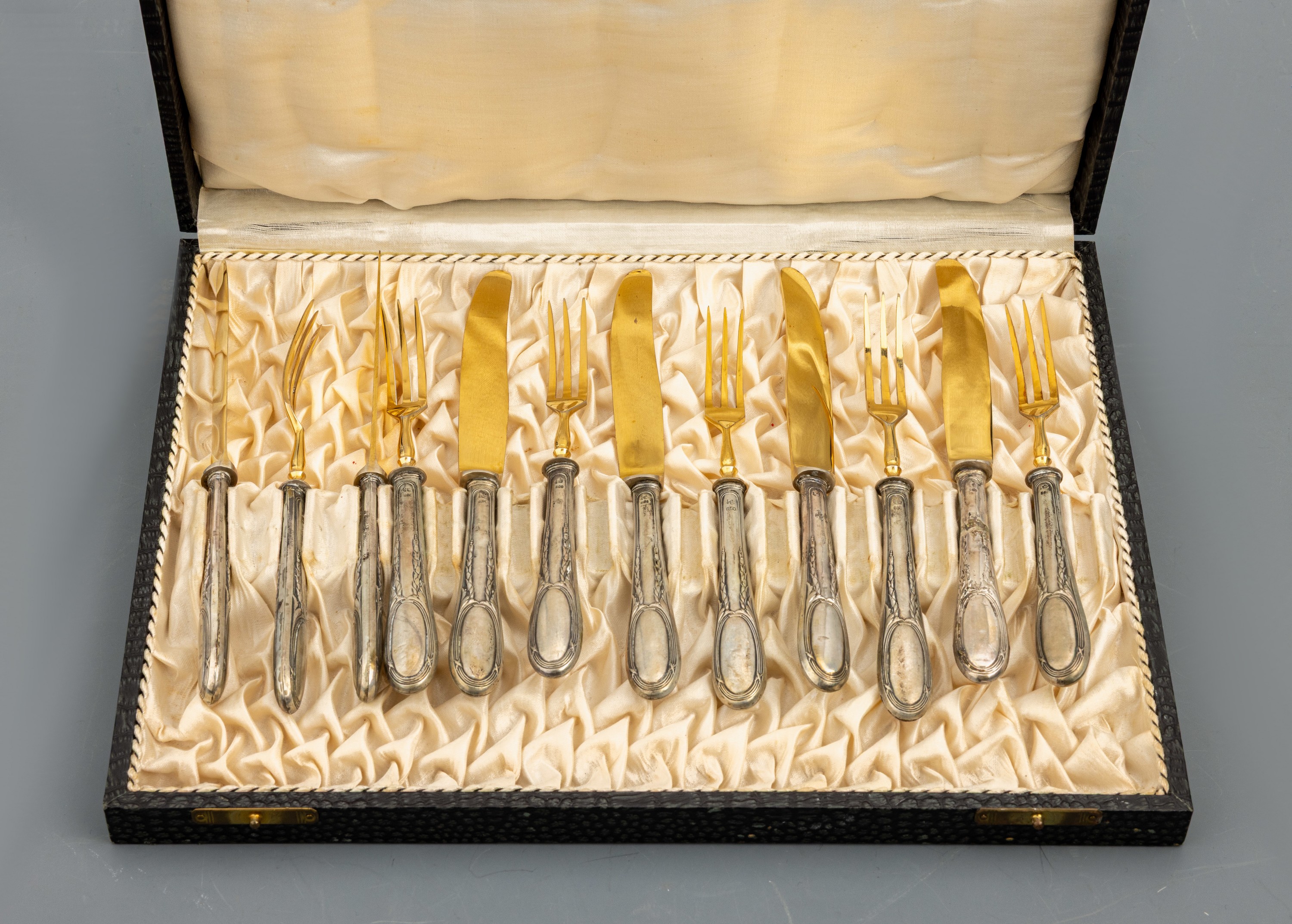 Image 26987015 - Dessert-/Obstbesteck für 6 Personen, 800er Silber, deutsch um 1910, klassizistischer ...