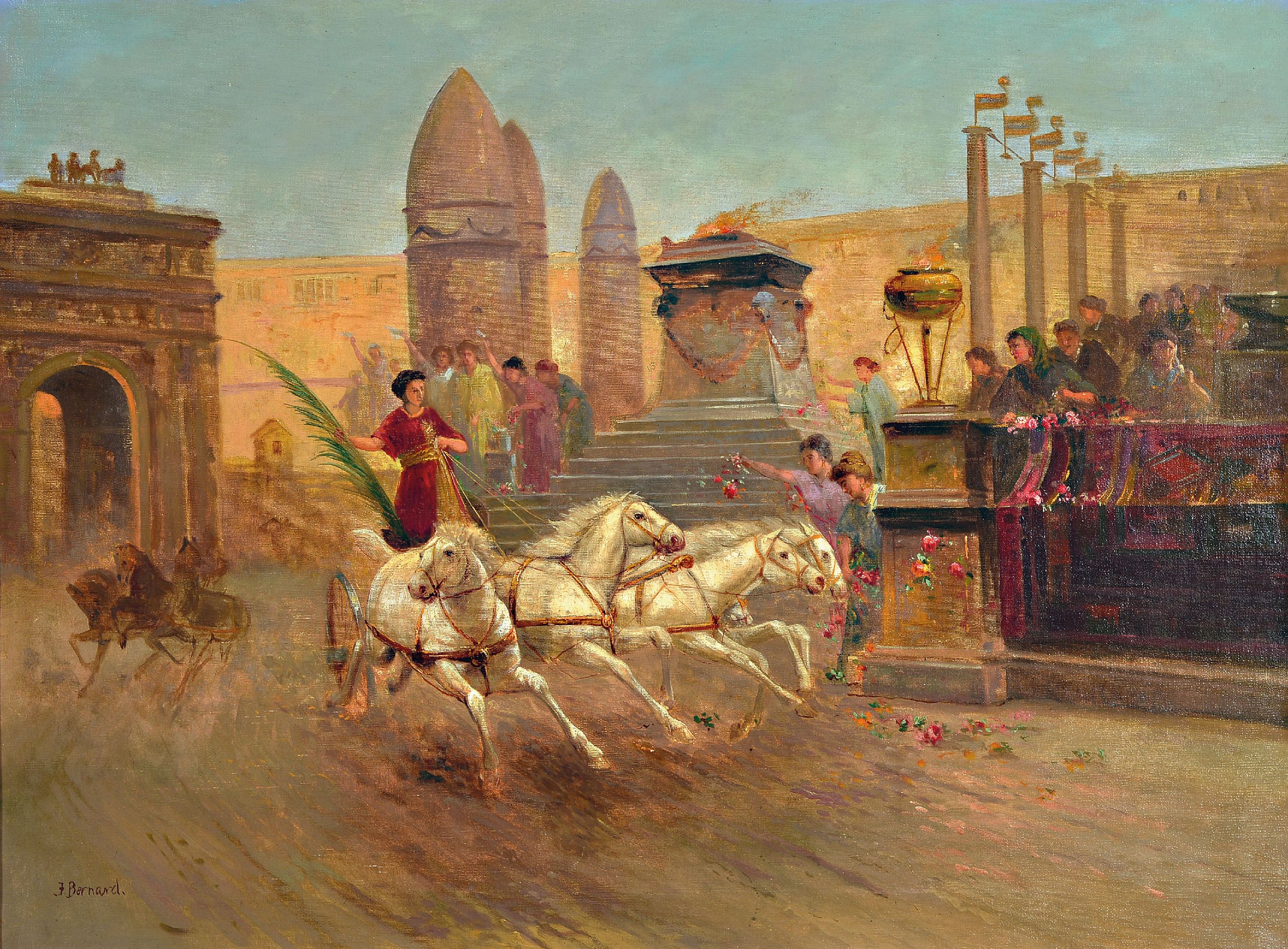 Image 26987032 - J. Bernard, Pseudonym des Hans Zatzka, 1859-1945 Wien, Wagenrennen im antiken Rom, ...