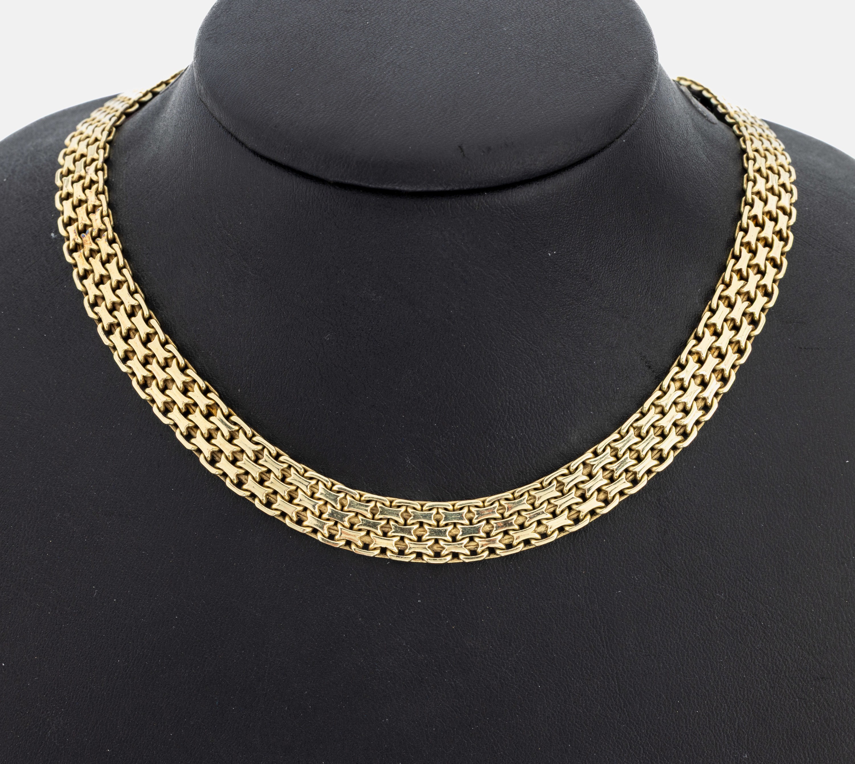 Image 26987053 - 14 kt Gold Collier, GG 585/000, B. ca. 1 cm, L. ca. 42 cm, Kastenschloss mit ...