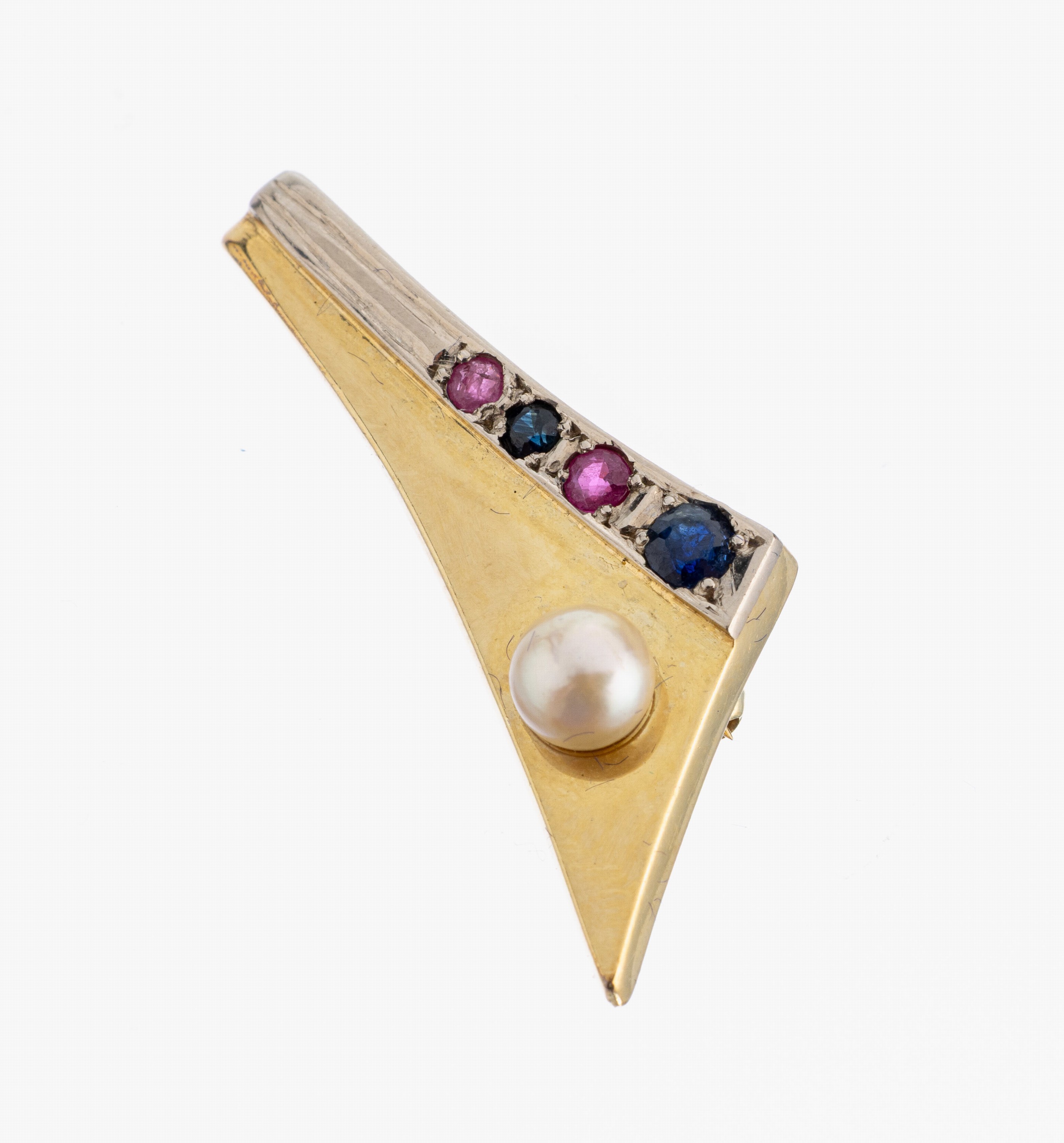 Image 26987082 - 14 kt Gold Perl-Farbstein-Brosche/Anhänger, GG 585/000, Zuchtperle, D. ca. 4.8 mm, 2 ...