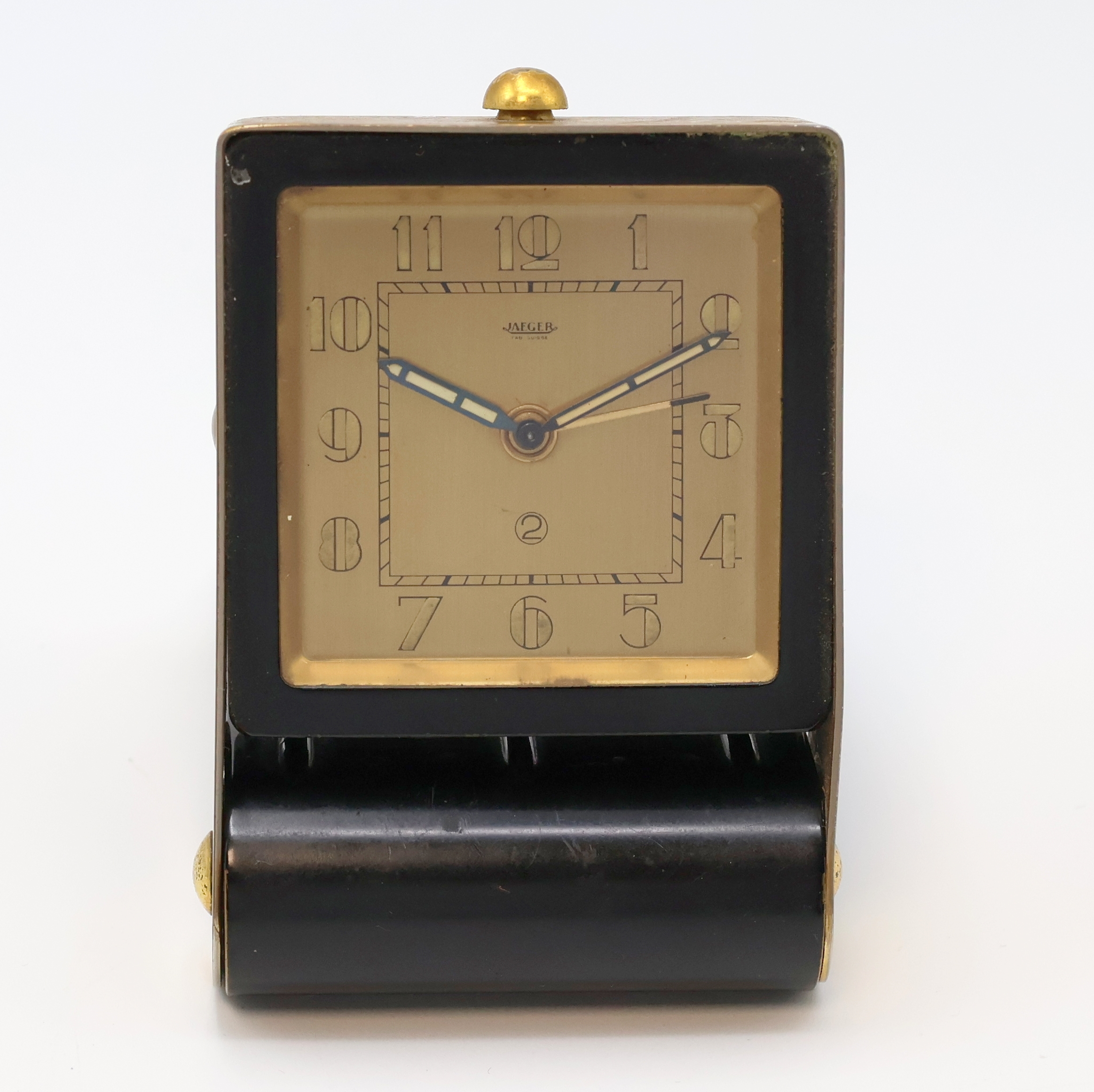 Image 26987087 - JAEGER 2-Tage Reisewecker, Schweiz um 1940, schwarz lack. Metallgeh. berieb., ...