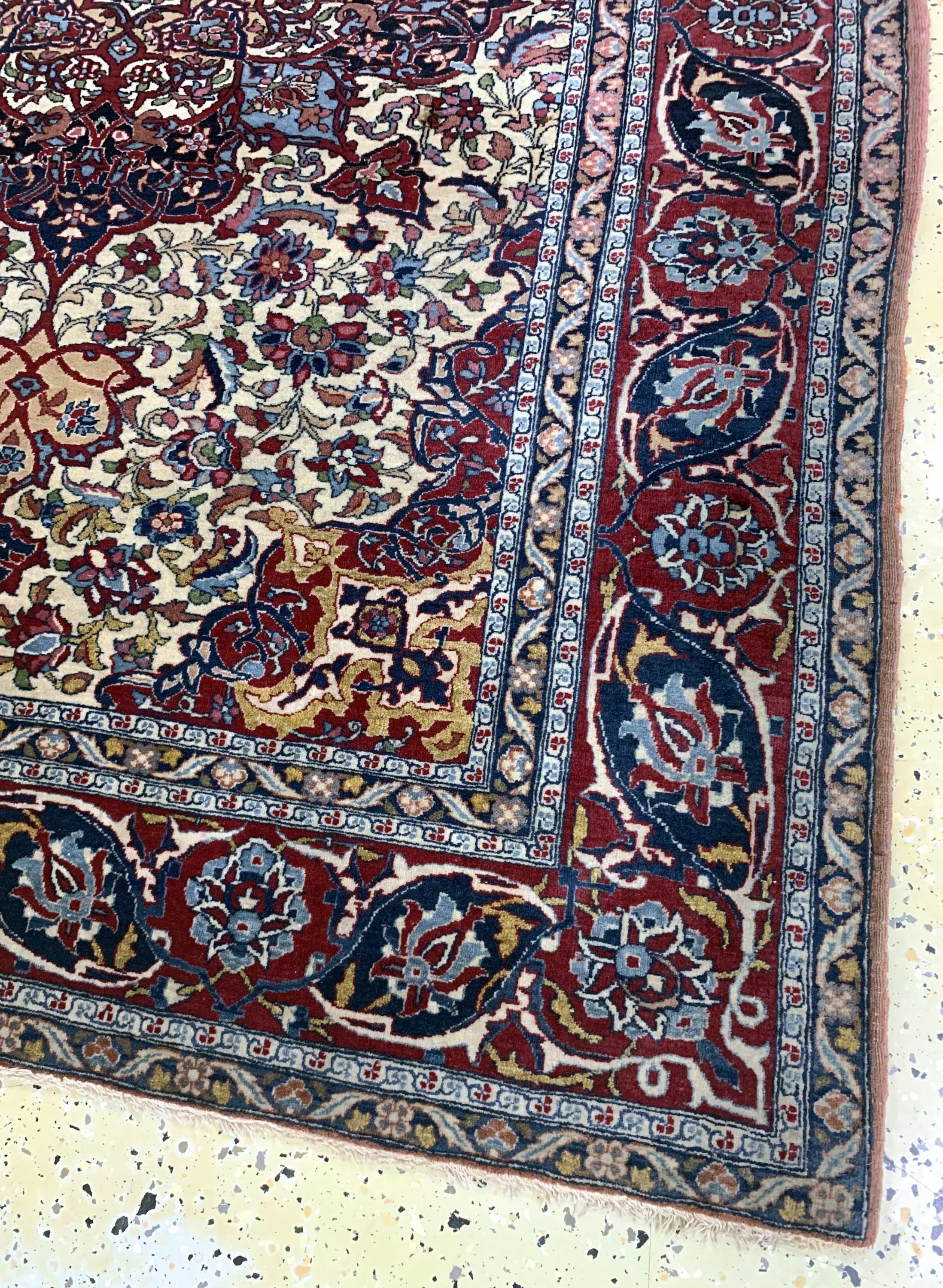 Detail d: Esfahan"Ahmad"antik fein, Persien, um 1900,Wolle auf Baumwolle, ca. 195 x 145 cm, EHZ: 2