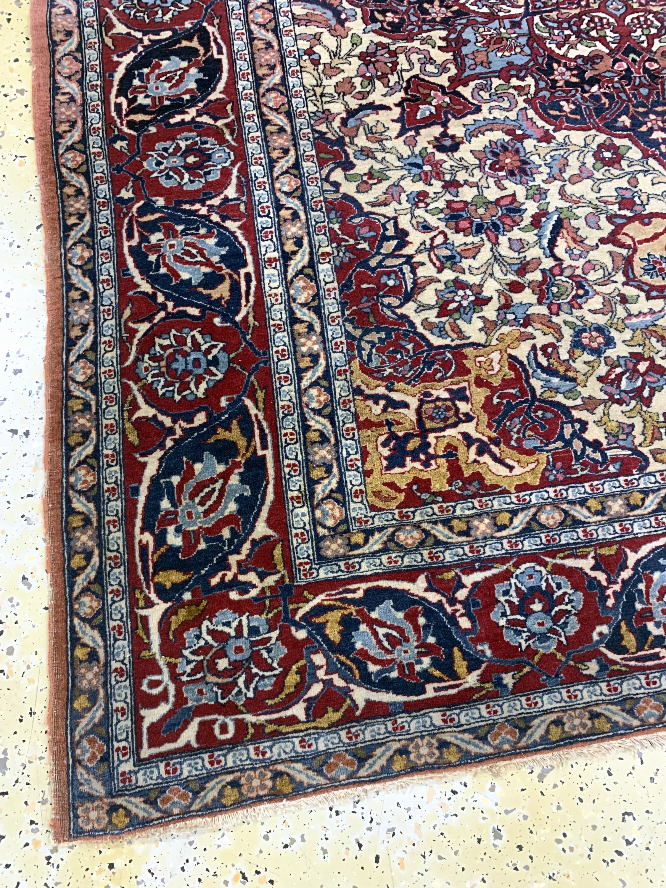 Detail e: Esfahan"Ahmad"antik fein, Persien, um 1900,Wolle auf Baumwolle, ca. 195 x 145 cm, EHZ: 2