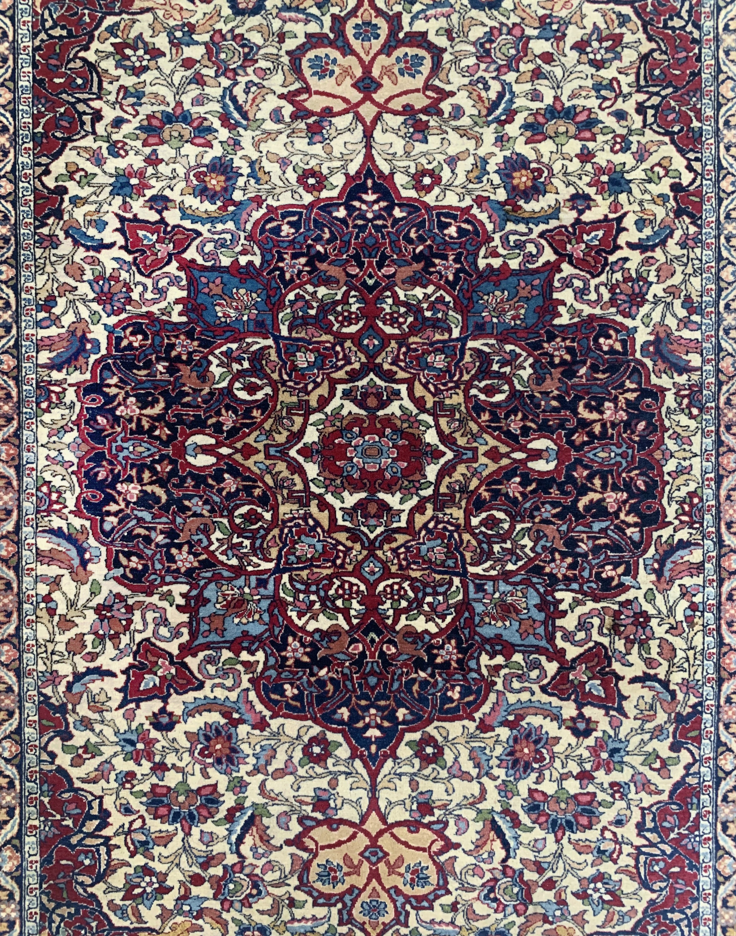 Detail g: Esfahan"Ahmad"antik fein, Persien, um 1900,Wolle auf Baumwolle, ca. 195 x 145 cm, EHZ: 2