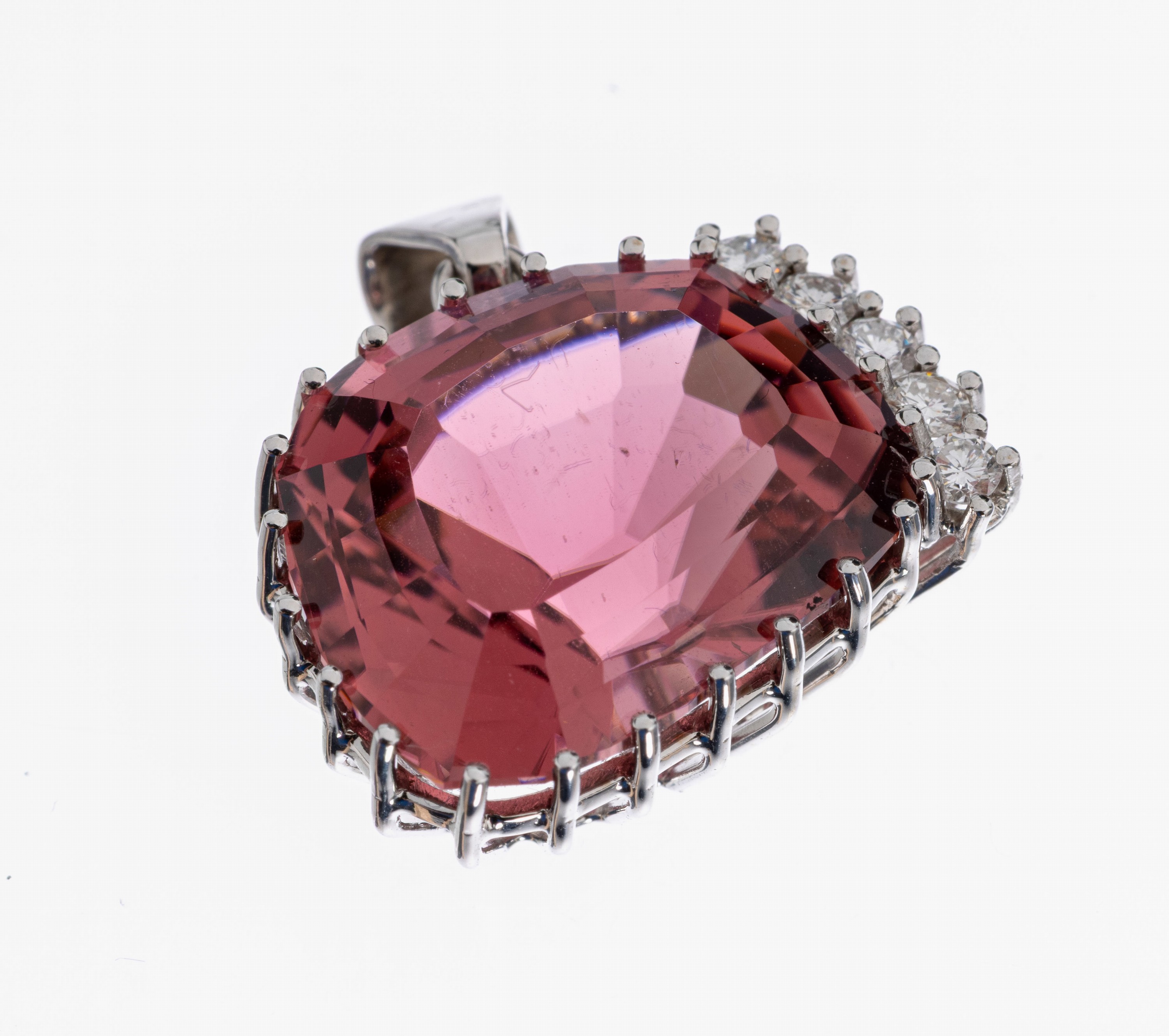 Image 26987096 - 14 kt Gold Turmalin-Brillant-Anhänger, WG 585/000, Rubellit im Fantasieschliff ca. ...