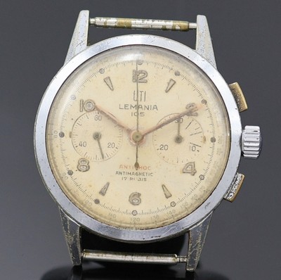 26987012a - UTI / LEMANIA 105 Armbandchronograph im verchromten Gehäuse, Schweiz um 1950, ...