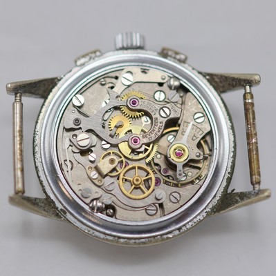 26987012d - UTI / LEMANIA 105 Armbandchronograph im verchromten Gehäuse, Schweiz um 1950, ...