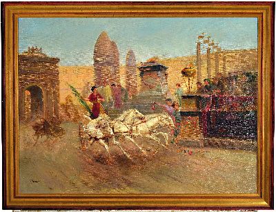 26987032k - J. Bernard, Pseudonym des Hans Zatzka, 1859-1945 Wien, Wagenrennen im antiken Rom, ...