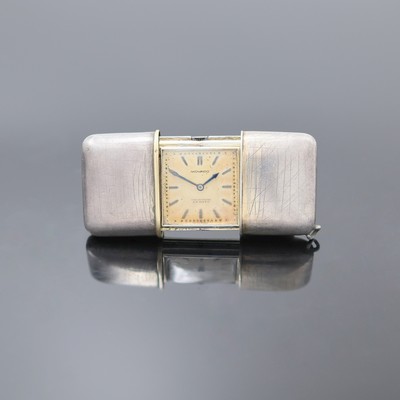 Image MOVADO ERMETO Reiseuhr in Silber, Schweiz um 1938, Aufzug durch öffnen und schließen ...
