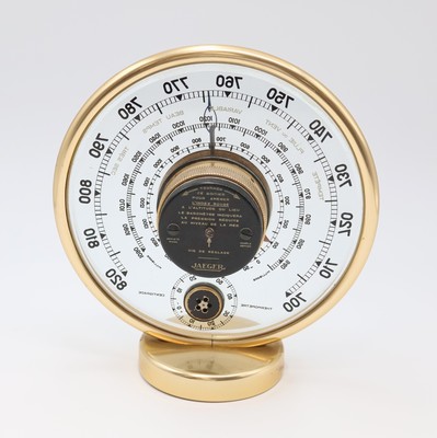 26987077b - JAEGER Wetterstation mit Glaszifferblatt, Frankreich um 1940, blass-gold eloxierter ...