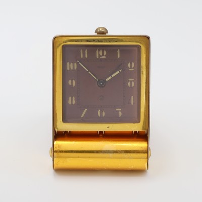 Image JAEGER 2-Tage Reisewecker, Schweiz um 1940, verg. Metallgeh. berieb., aufstellbar durch ...