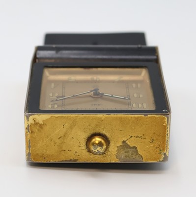 26987087c - JAEGER 2-Tage Reisewecker, Schweiz um 1940, schwarz lack. Metallgeh. berieb., ...