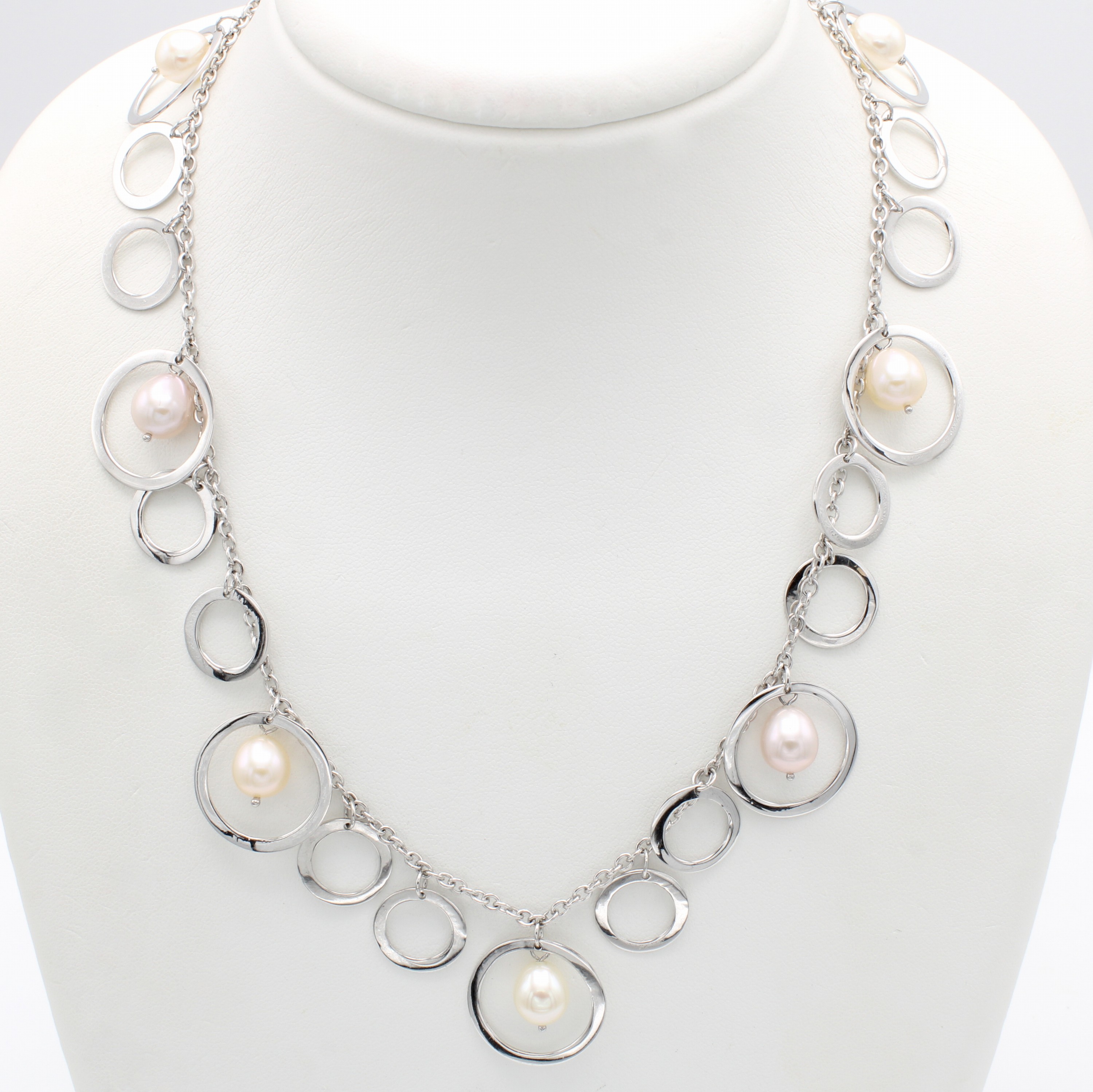 Image 26987113 - Gliederkette mit Süßwasserzuchtperlen, 925erSilber, Ringe als Abhängungen in versch. ...