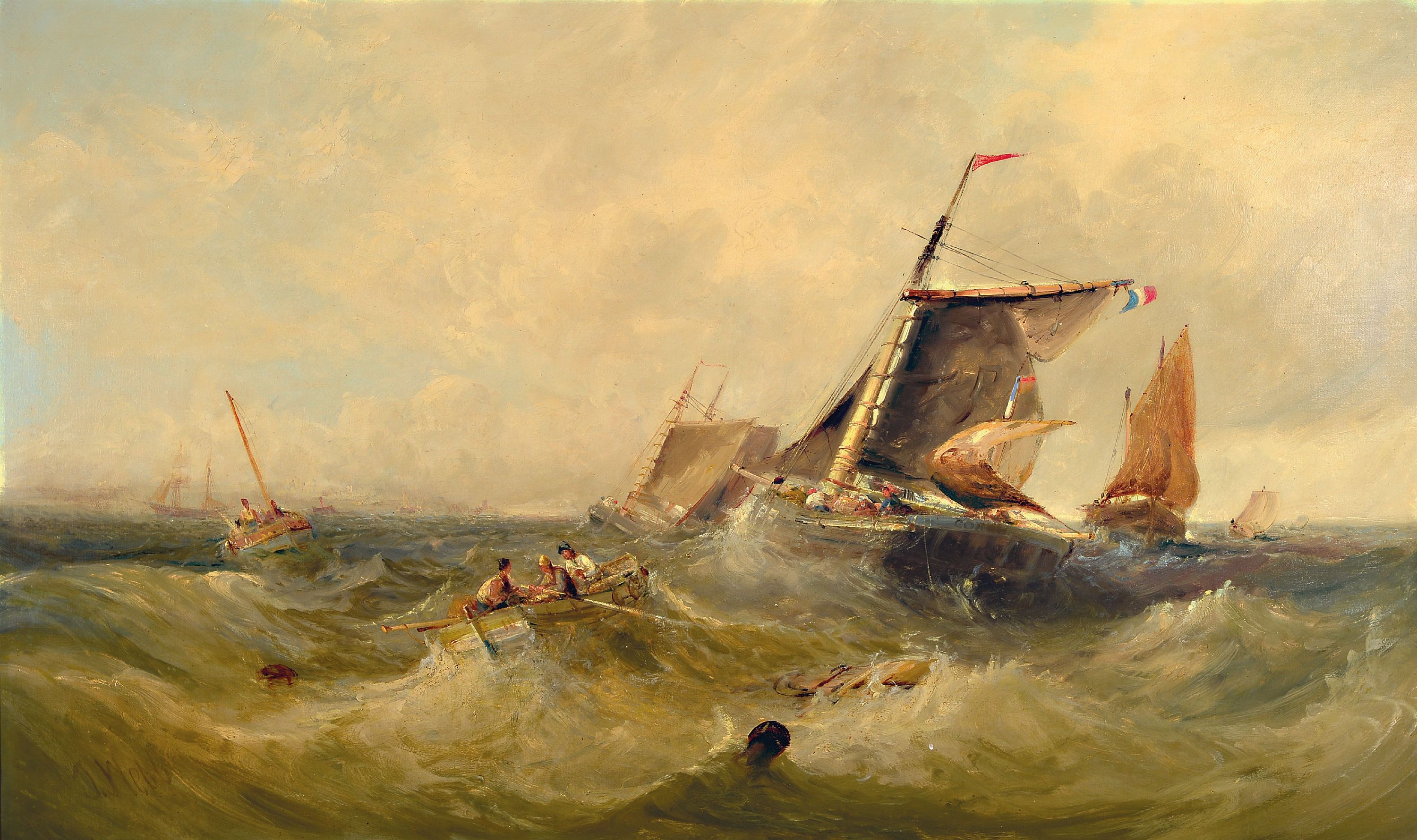 Image 26987169 - James Webb, um 1825-1895, Mastbruch eines Segelschiffes, die Besatzung bereits im ...