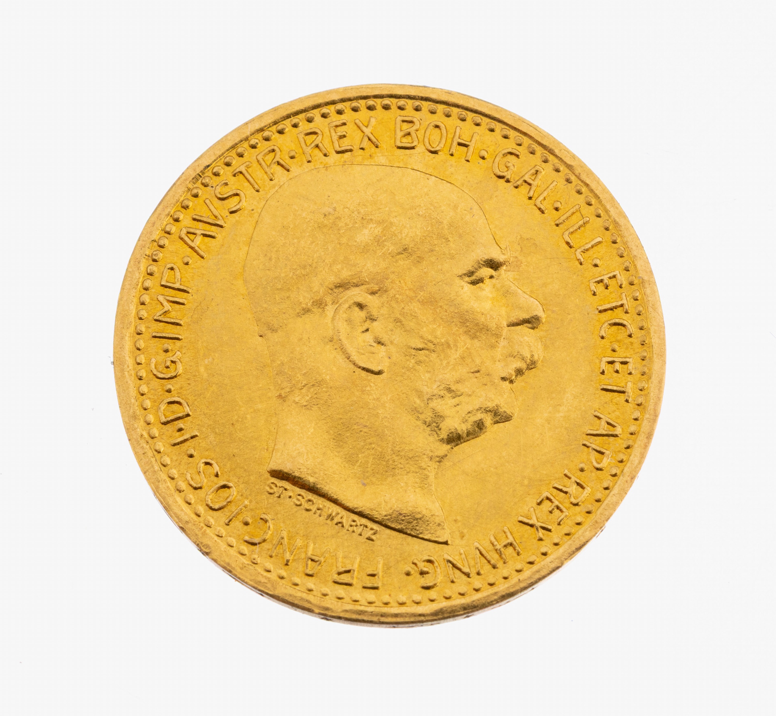 Goldmünze 10 Kronen, Österreich-Ungarn, 1912 offizielle Nachprägung, Franz Joseph I.