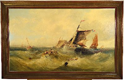 26987169k - James Webb, um 1825-1895, Mastbruch eines Segelschiffes, die Besatzung bereits im ...