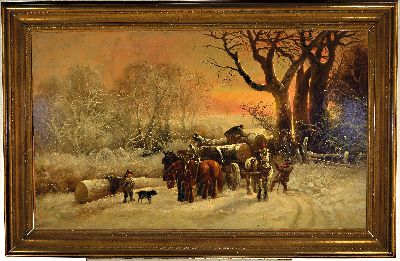 26987171k - Thomas James Baker of Barth, 1767-1848, Die Holzwerker am verschneiten Waldrand im ...