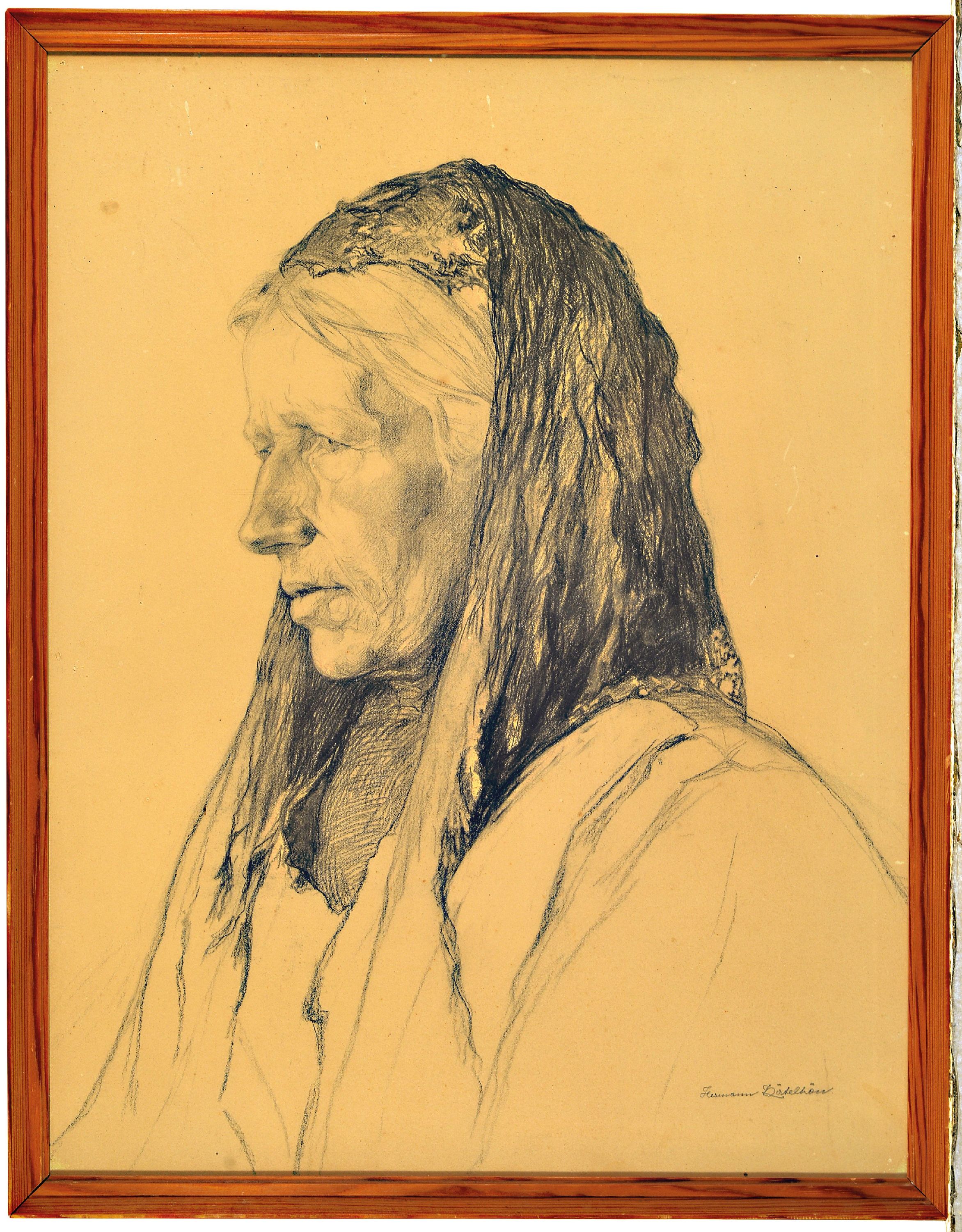 Detail k: Hermann Kätelhön, 1884- 1940, Willinghäuser Malerkolonie, Lithografie, Schwälmerin, re. u. signiert, leicht gebräunt, min. fleckig, ca. 52 x 40 ...
