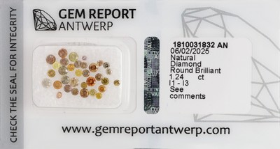 Image Lot 33 lose Brillanten, 1.24 ct faint to light/nat. fancy light to nat. fancy deep ...