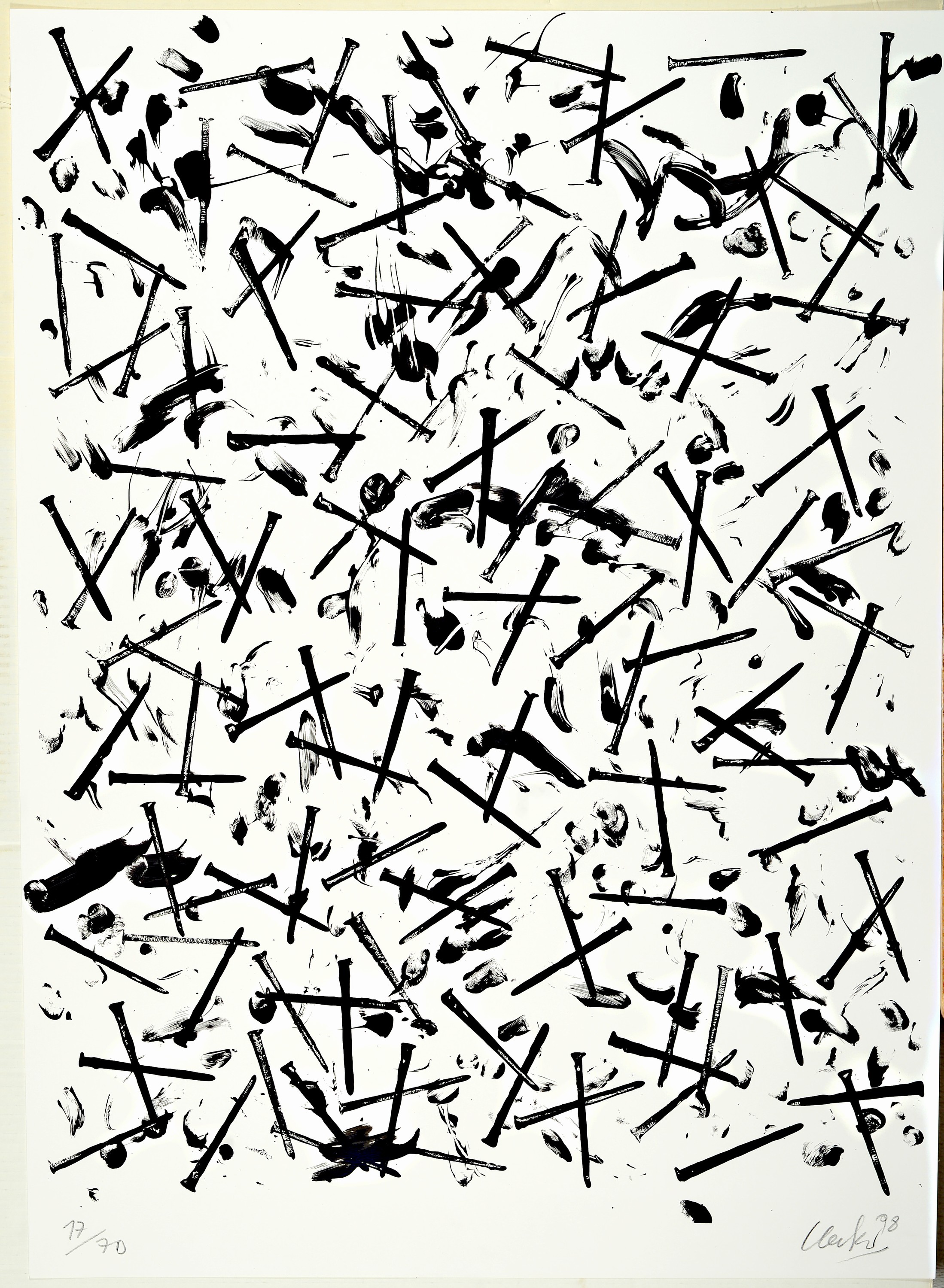 Image 26987466 - Günther Uecker, 1930 Kuhlen-Wendorf-2025 Düsseldorf, Serigraphie, ´Verletzungen´ 1998, ...