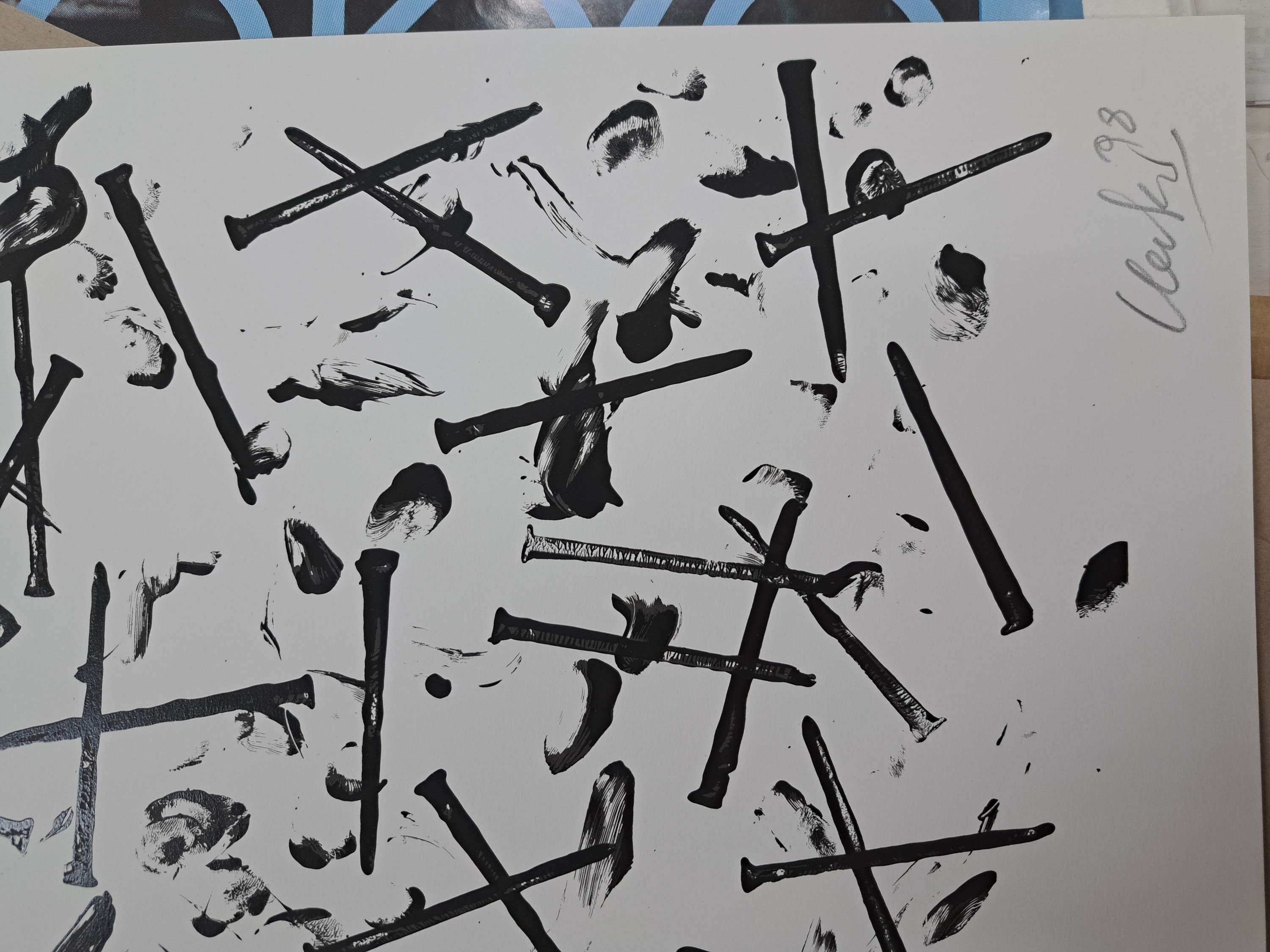 Detail b: Günther Uecker, 1930 Kuhlen-Wendorf-2025 Düsseldorf, Serigraphie, "Verletzungen" 1998, Ed. 17/70, handsigniert und datiert, Blatt 79x60 ...