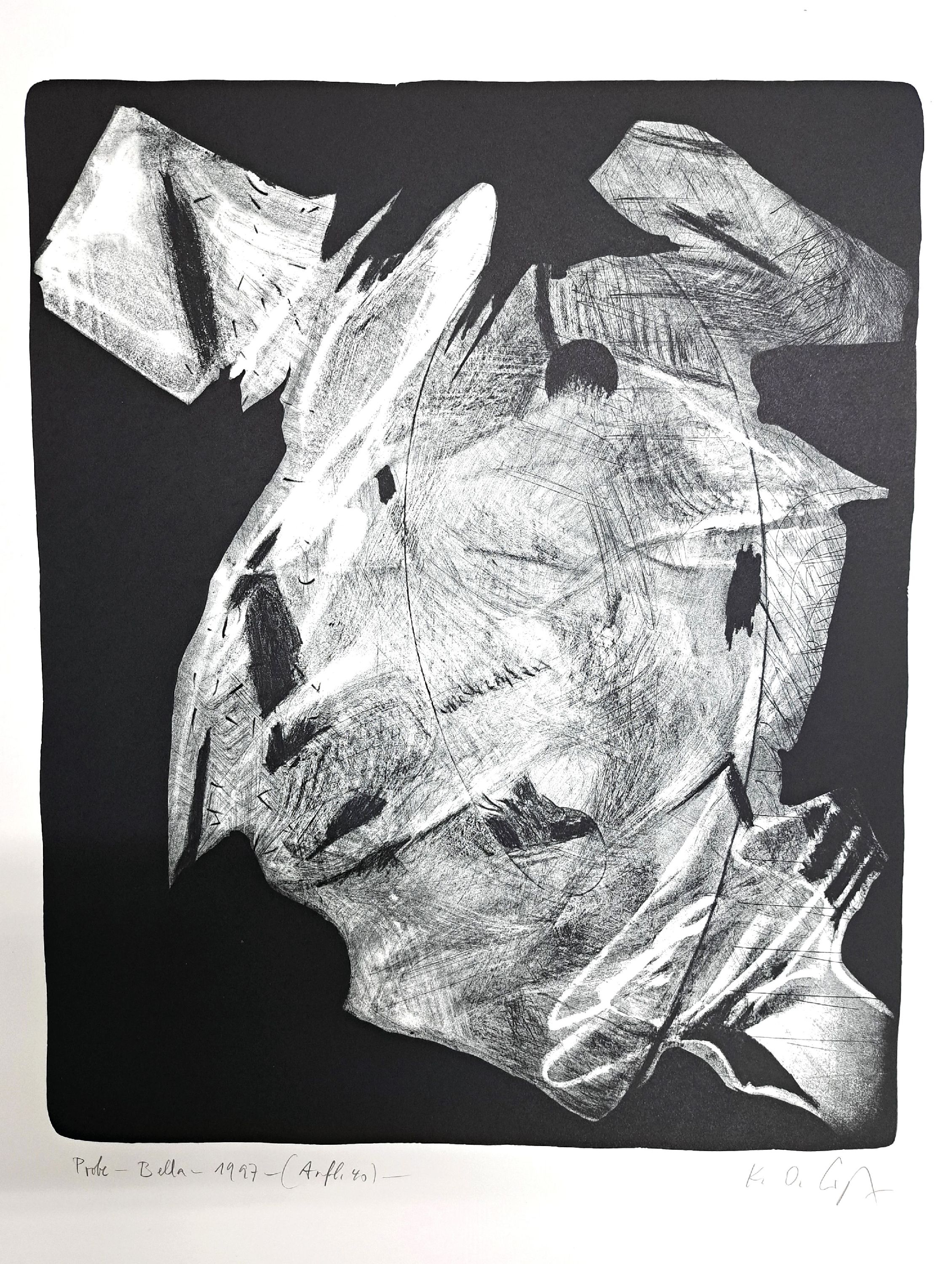 Detail k: K.O. Götz, 1914 Aachen-2017 Niederbreitbach,Lithographie, "Bella", 1997, Probedruck, handsigniert und datiert, Blatt 58x48 cm, ...