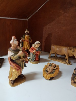 26987498g - Weihnachtskrippe, Nebelhorn Holzschnitzerei, Alois Ohmayer, Oberstdorf, 2. Hälfte 20. ...