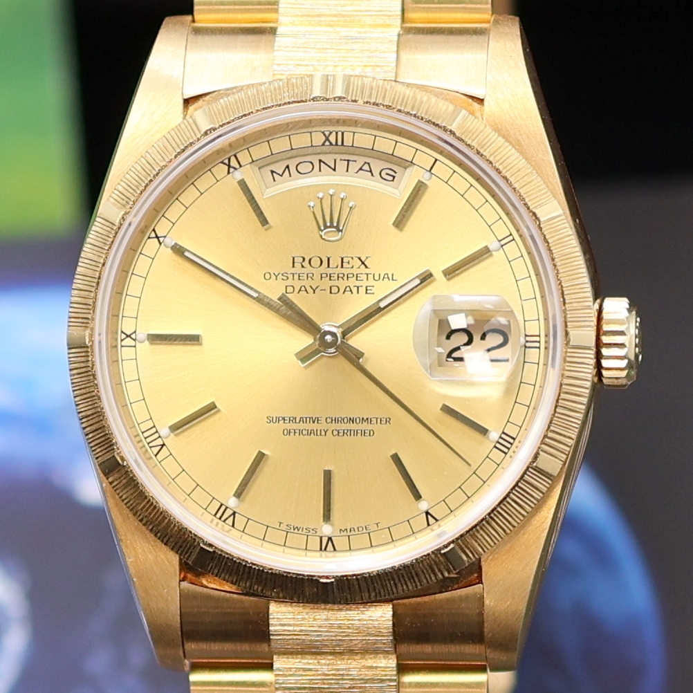 Detail b: ROLEX selten gut erhaltene Oyster Perpetual Day-Date Herrenarmbanduhr in GG 750/000 Referenz 18248, Schweiz verk. lt. beil. Zertifikat 03/1995, ...